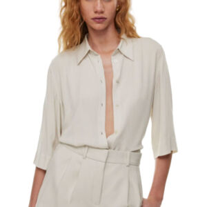 Aritzia Babaton Carrington Shirt 3/4 sleeve button-up blouse SZ Medium